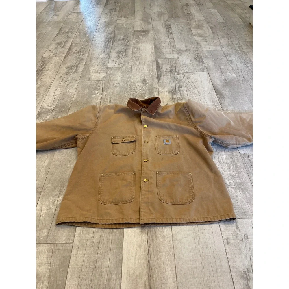 Carhartt Mens Duck Canvas Blanket Lined Chore Coat Jacket Tan Brown C01 BRN‎
